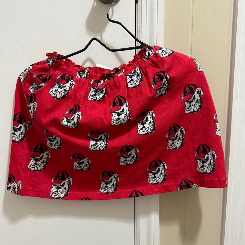 Kids Red Bulldog Print Casual Skort.